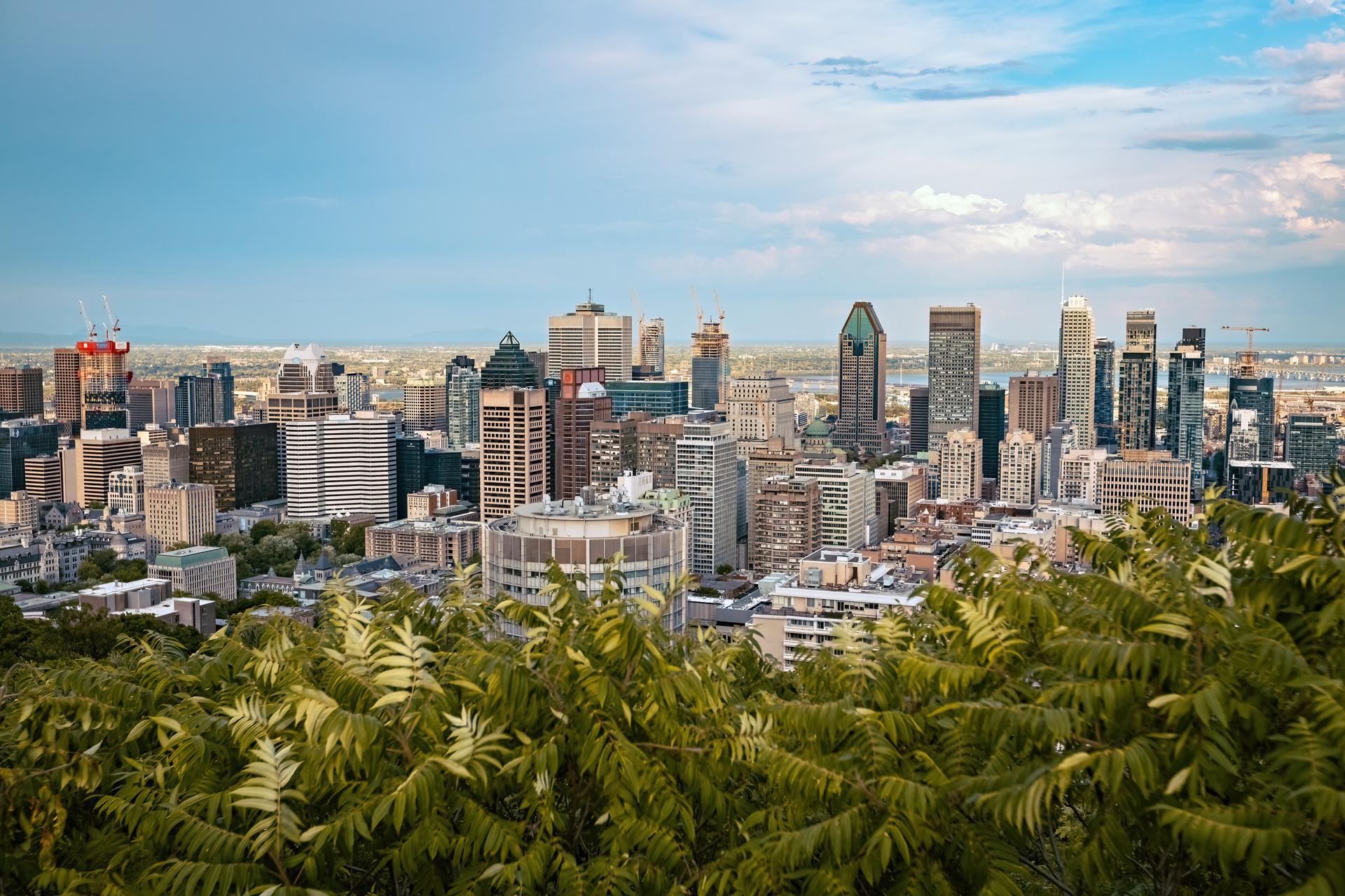 Montreal skyline, view from the Mont Royal viewpoint in Montreal, Quebec