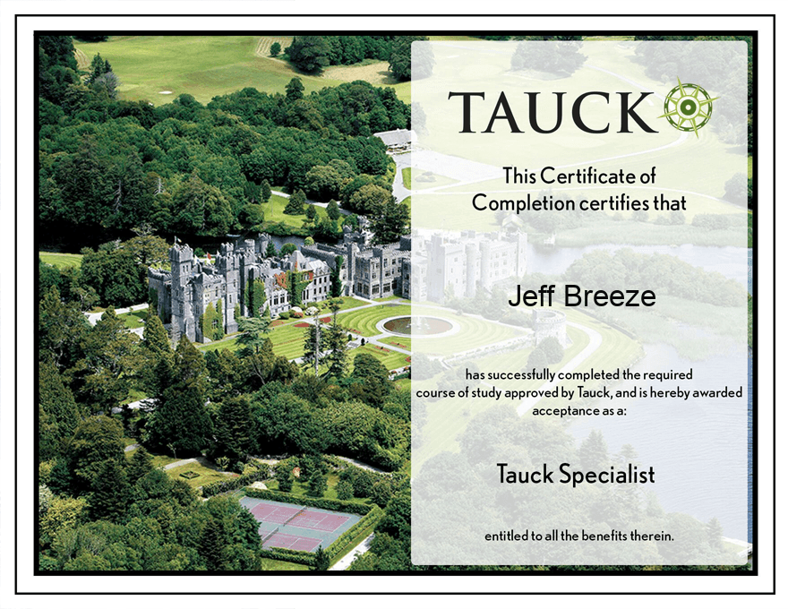 Tauck Tours Specialist Diploma