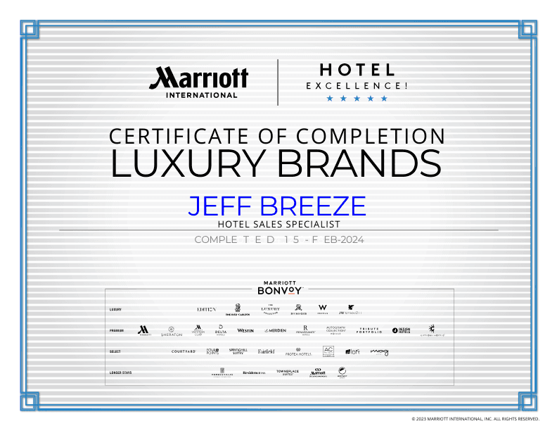 Marriot Certificate of Completion - Luxury Brands