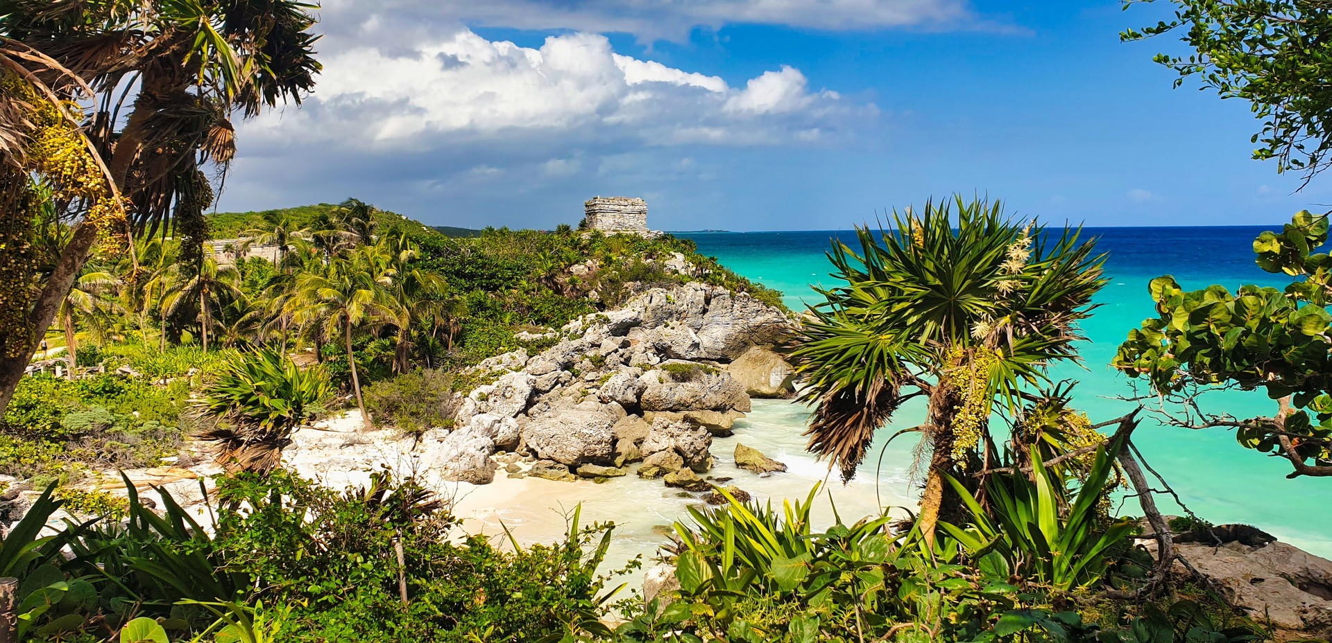 Temple of the Wind God,Carribean sea views,Tulum Maya ruins,Mexico